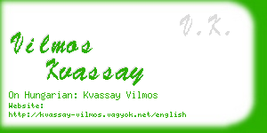 vilmos kvassay business card